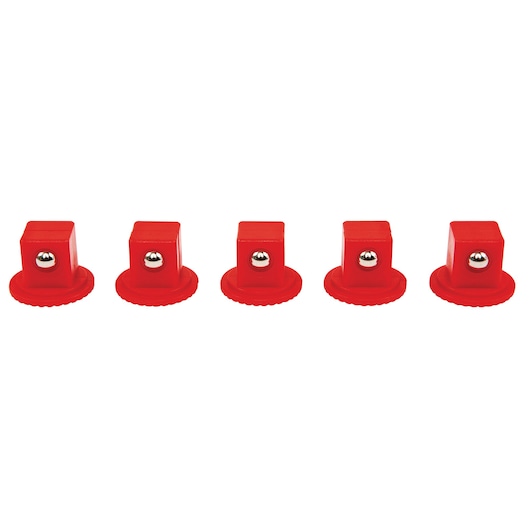 PROTO J2514S red socket drive holders, set of five, front view on white background.