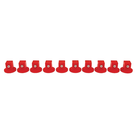 Photo of PROTO J2516S red socket organizers, set of ten, front angle, on white background.