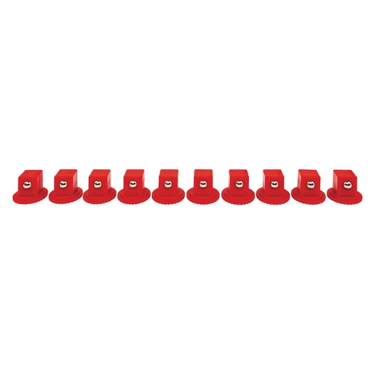 PROTO J2517S red plastic socket holders set, photography, top view on white background.
