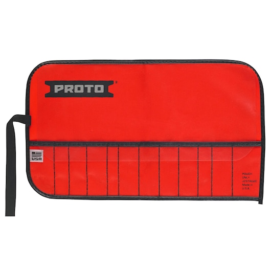 PROTO J25TR02C red tool pouch with black trim, viewed from the front on a white background.