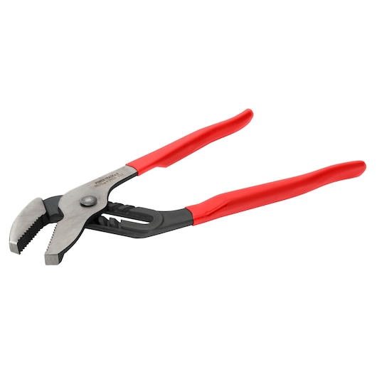 PROTO J260SG tongue and groove pliers with red handles, angled view on white background.