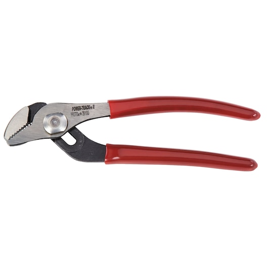 PROTO J261SG tongue and groove pliers with red handles, side view on white background.