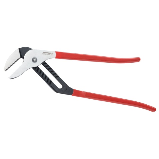 PROTO J265SG slip joint pliers with red handles, side view on white background.