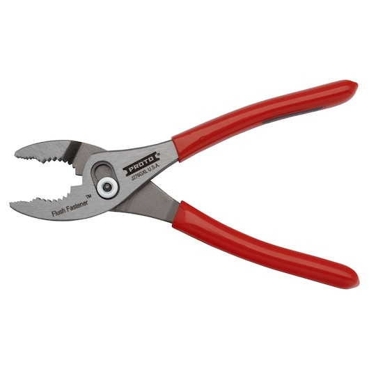 PROTO J276GXL adjustable pliers with red handles, angled side view on white background.