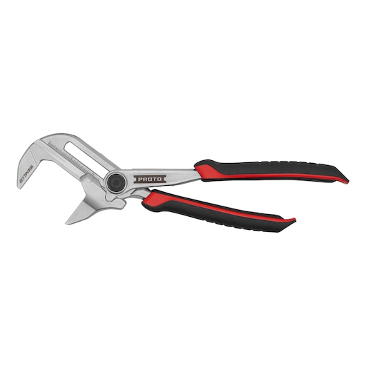 PROTO J277PWGB adjustable pliers with black and red ergonomic handles, side view on white background.