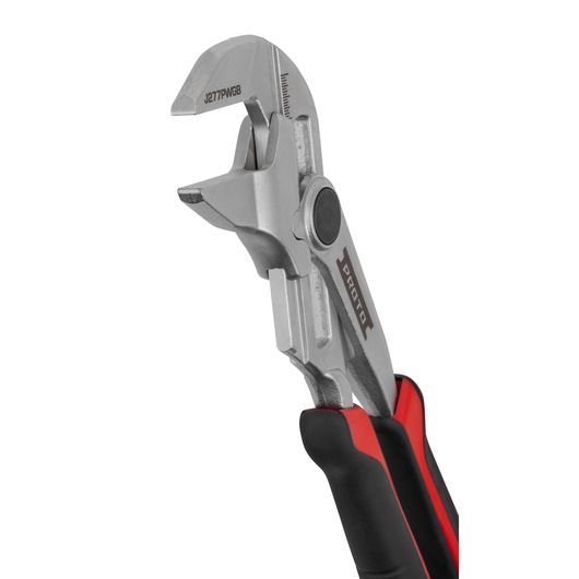 A close-up of a PROTO adjustable wrench with a silver jaw and black-and-red handle, SKU J277PWGB, designed for photography category use.