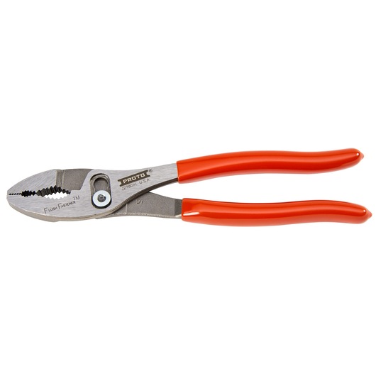 PROTO J278GXL slip joint pliers with orange handles, side view on white background.