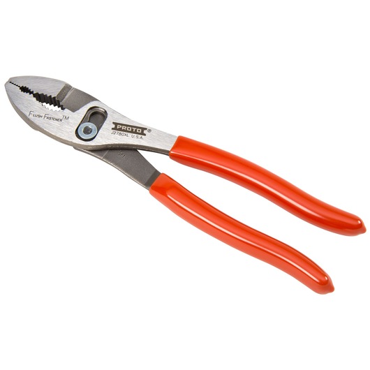 PROTO J278GXL tongue-and-groove pliers with red handles, side angle on white background.
