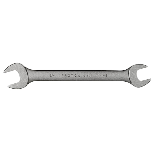 PROTO J3035B double open-end wrench, silver, photography, front angle, hand tool category.