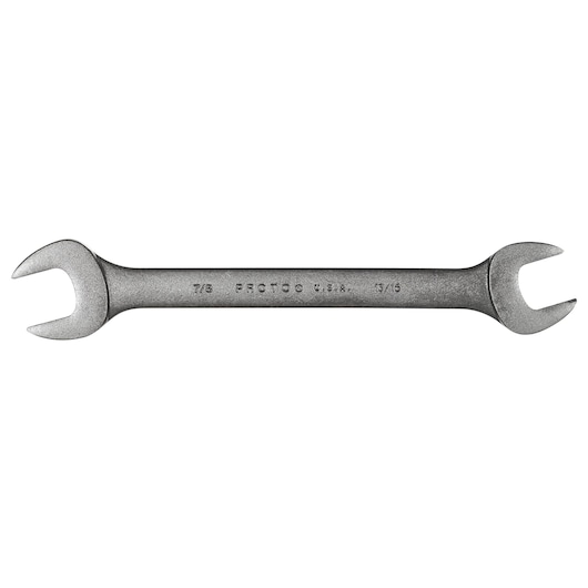 PROTO J3040B open-end wrench, silver, dual size, front view on white background.