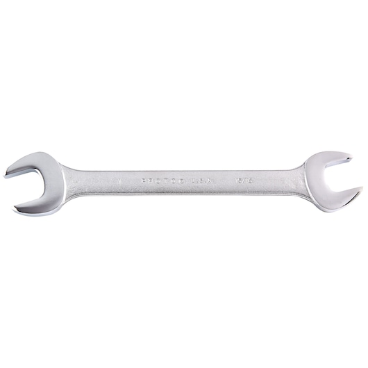 PROTO J3045 open-end wrench, silver finish, front angle on white background.