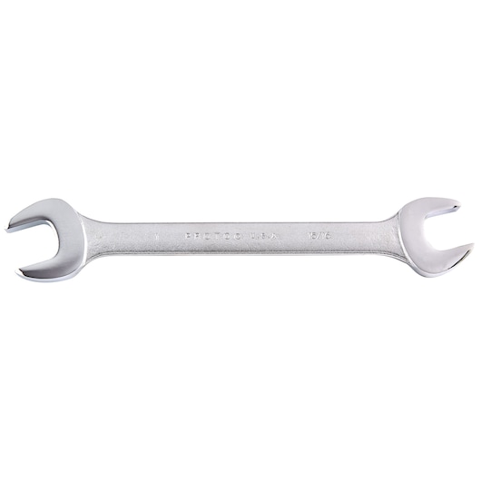 PROTO J3045 double open end wrench, silver finish, photography on white background, top view.