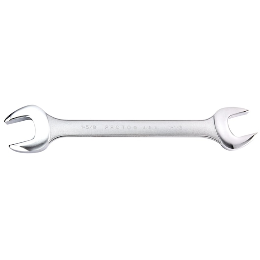 PROTO J3070 double open-end wrench, silver finish, front angle, photography on white background.