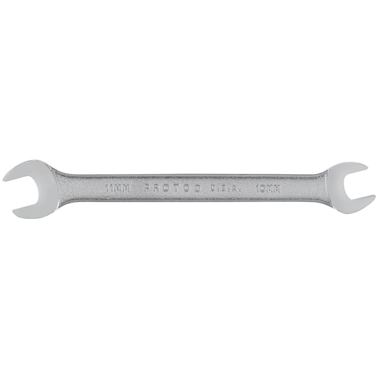 PROTO J31011 double open-end wrench, 10mm, silver, top view, photography on white background