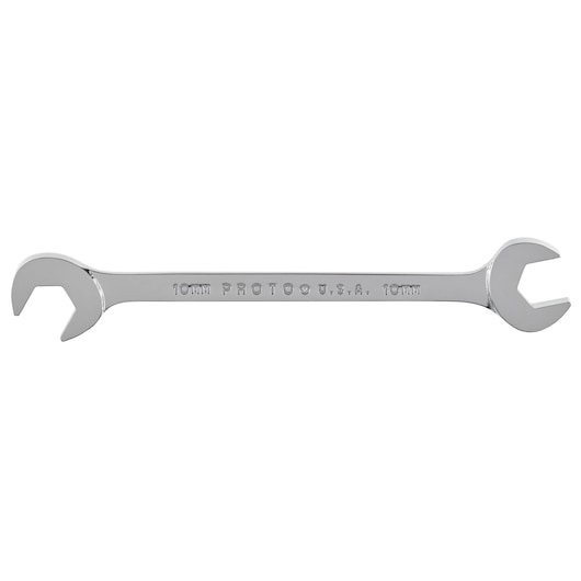 PROTO J3110M chrome 10mm open-end wrench, photography on white background, tool category.