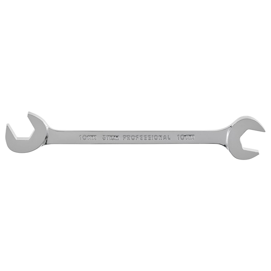 PROTO J3110M chrome open-end wrench, 10mm size, product photography, white background.