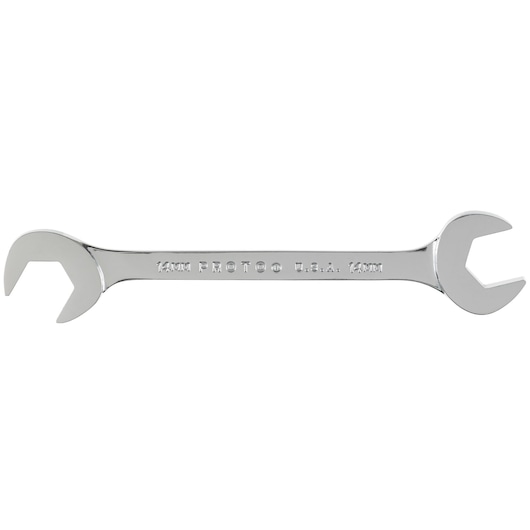 PROTO J3114M chrome open-end wrench, 14mm, photography on white background, tool category.
