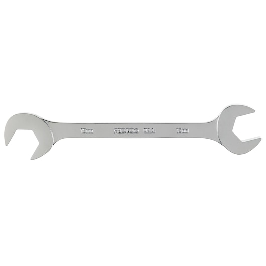 PROTO J3115M open-end wrench, chrome finish, 15mm size, side view on white background.