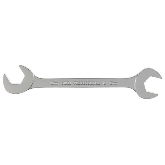 PROTO J3115M chrome open-end wrench, double-ended, 15mm size, photography, top view on white background.