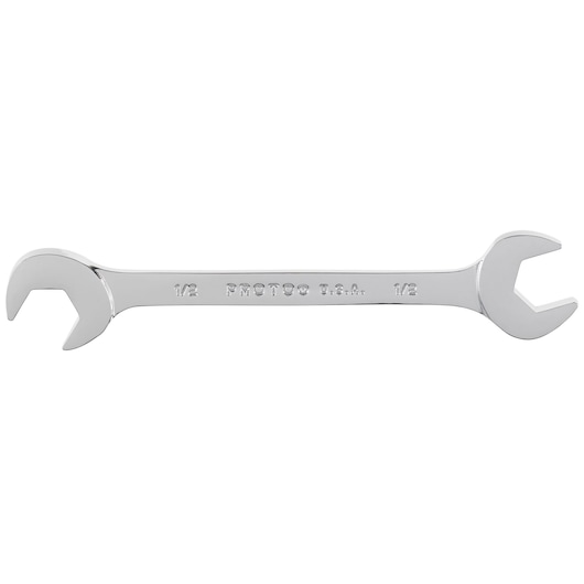 PROTO J3116 open-end wrench, silver finish, 1/2 inch size, product photography, front angle.