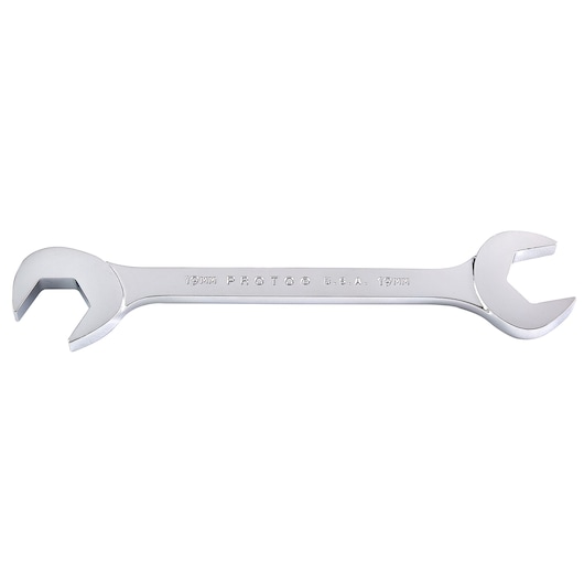 PROTO J3119M open-end wrench, silver finish, frontal angle, 19mm size, hand tool.