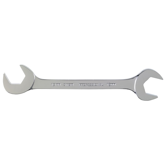 PROTO J3119M double open-end wrench, chrome finish, photography, front angle on white background.