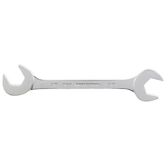 PROTO J3120 chrome open-end wrench with two different-sized jaws, side view on white background.