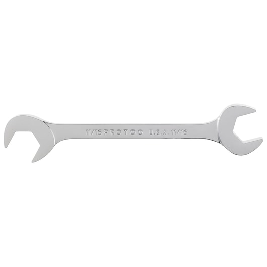 PROTO J3122 open-end wrench, chrome finish, dual head, shown from side on white background.