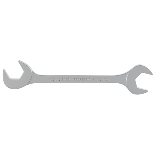 PROTO J3130 open-end wrench, silver finish, photography of front view on white background.