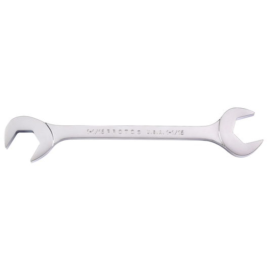 PROTO J3134 chrome open-end wrench, dual head, silver finish, tool photography on white background.