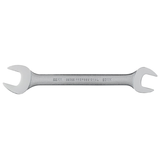 PROTO J32022 double open-end wrench, silver steel, side angle, white background.