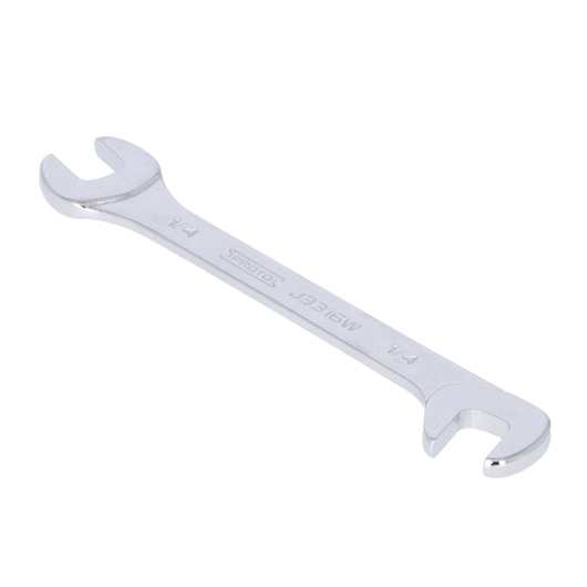 Photo of PROTO J3316W open-end wrench, 1/4 inch, silver metal, angled view on white background.