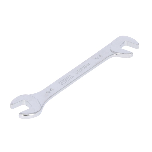 PROTO J3316W chrome open-end wrench, 1/4 inch, two open jaws, angled view on white background.