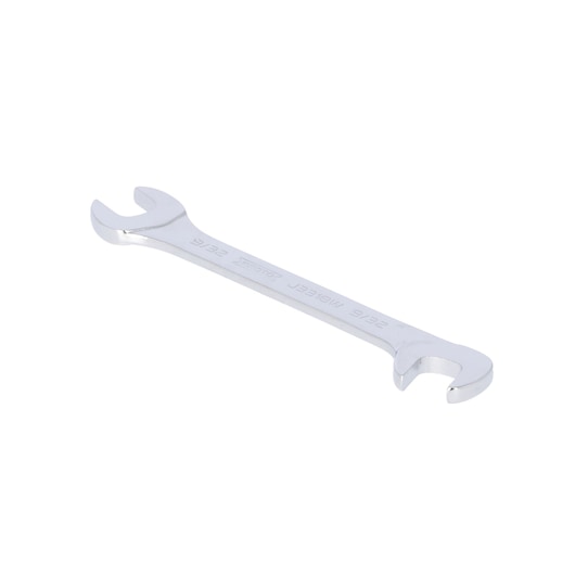 Photo of PROTO J3318W chrome open-end wrench, 9/32 inch, angled view on white background.