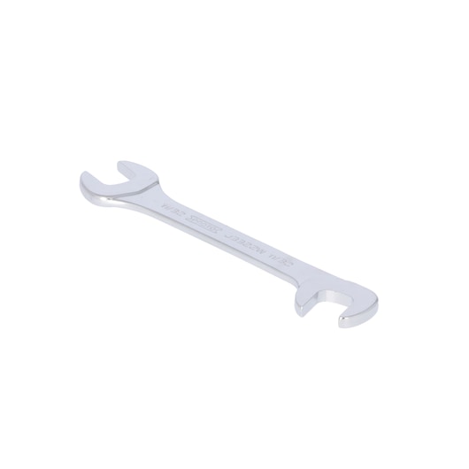 PROTO J3322W polished open-end wrench, silver, dual head tool, side angle on white background.