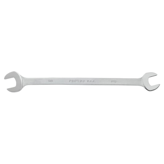 PROTO J3430 double open-end wrench, silver, straight view on white background.