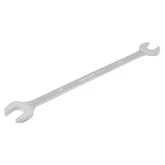 PROTO J3430 double open-end wrench, silver, angled view on white background.