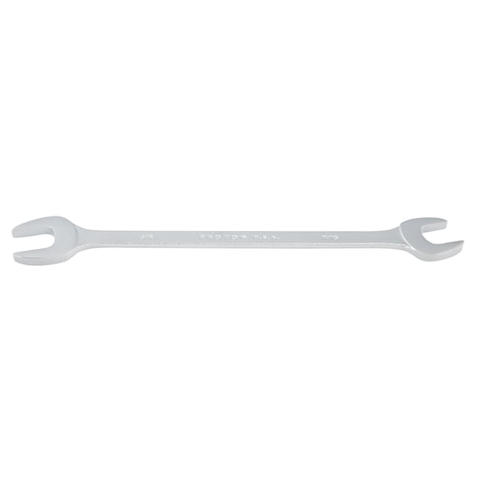 PROTO J3435 double open-end wrench, silver, flat laid, white background, hand tool category.