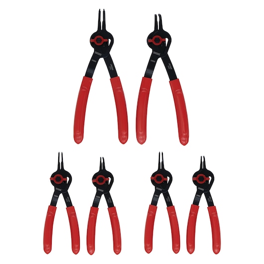 PROTO J360AA pliers set with black jaws and red handles, front angle on white background.