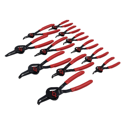 PROTO J360BA photography of red and black pliers set arranged at an angle on a white background