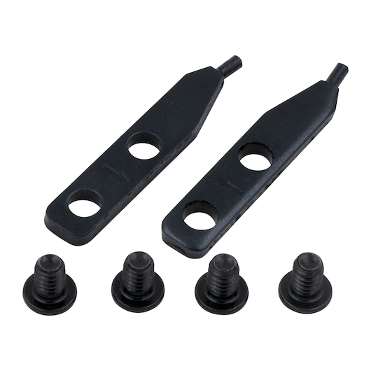 PROTO J364-T0A black metal replacement blades and screws set, photography, front angle, white background.