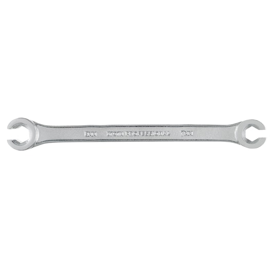 PROTO J3707M double ended flare nut wrench, silver, straight view on white background.