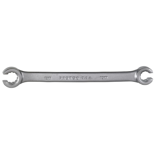 PROTO J3710MT open-end crowfoot wrench, dual head, silver finish, flat lay on white background.