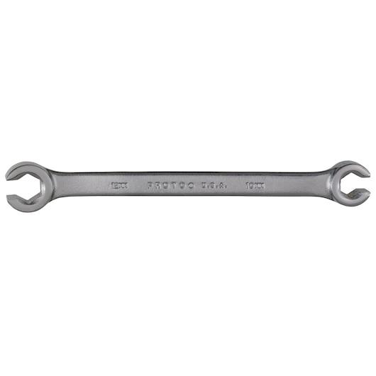 PROTO J3710M open-end wrench with dual sizes, silver finish, shown flat on white background.