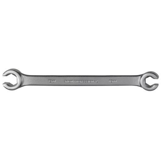 PROTO J3710M double open-end wrench, silver, photography, front angle on white background.