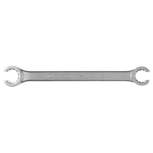 PROTO J3715MT double open-end flare nut wrench silver finish, top view, for automotive or plumbing use.