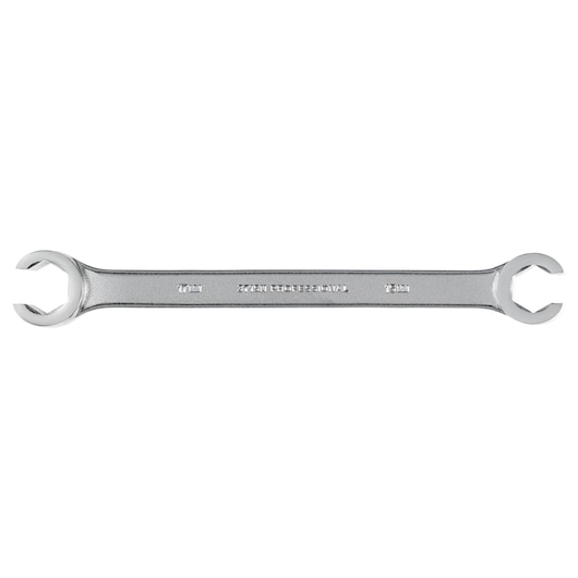 PROTO J3715M double open-end wrench, 17mm and 19mm, silver finish, top view on white background.
