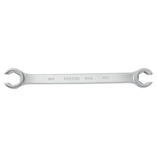 PROTO J3716M double open-end wrench, silver finish, 12mm and 10mm ends, product on white background.
