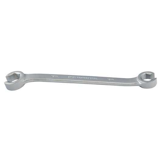 PROTO J3716M silver box end wrench 19mm x 18mm, side view, on white background.