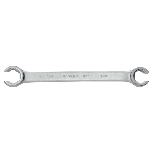 Photo of PROTO J3719M double open-end wrench, silver finish, top view on white background.